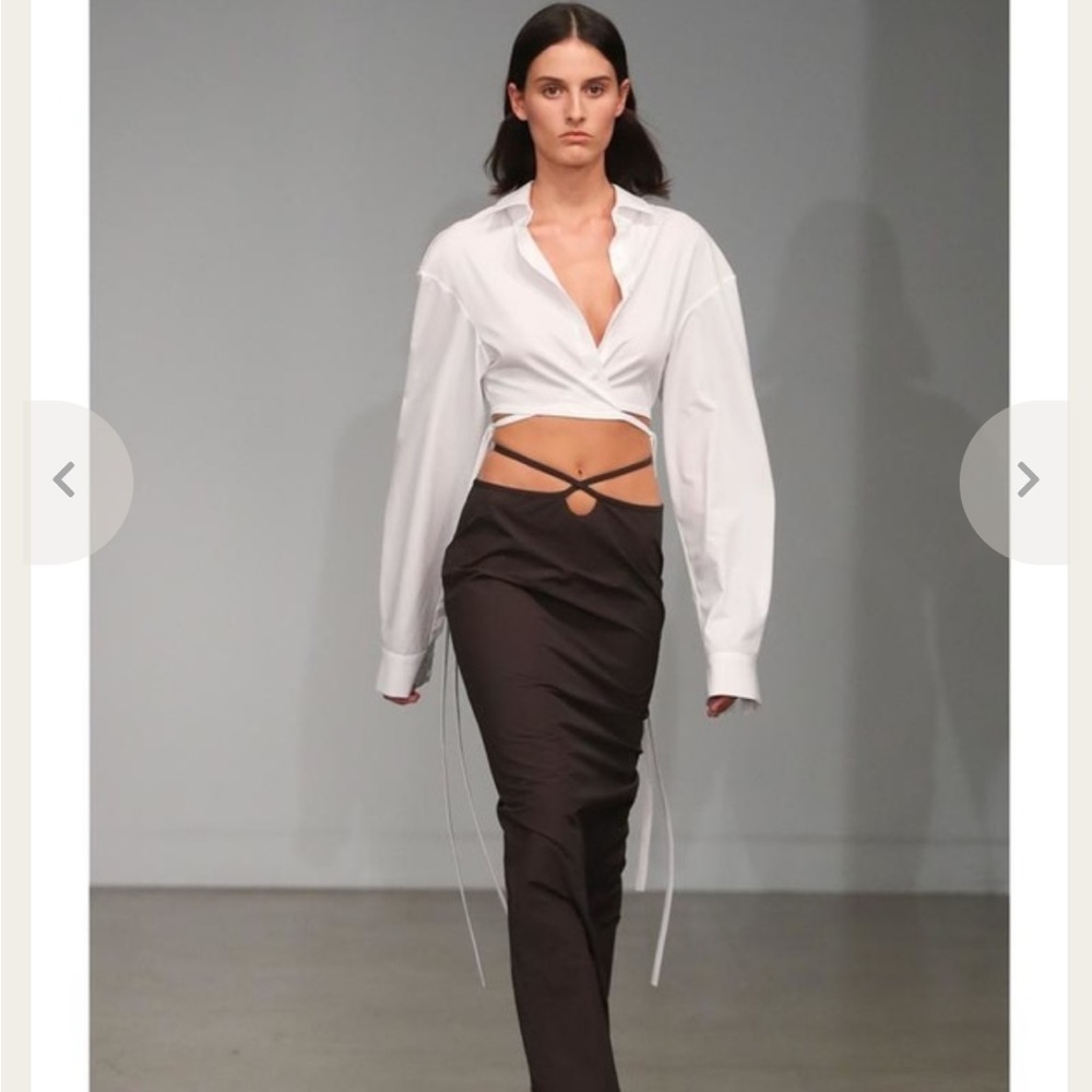 Christopher Esber White Crop Tie Shirt Size 4 - Wrap Blouse Button-Down